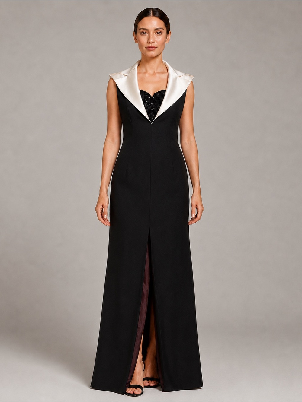 Vintage 90s Ever Beauty Beaded Tuxedo Gown